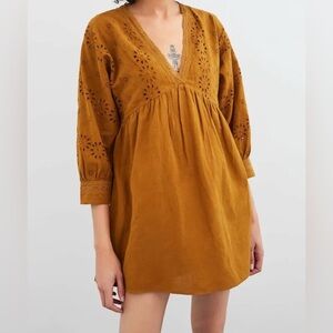Zara Rust Eyelet Romper Dress sz L